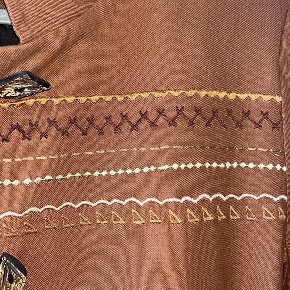 Longer brown embroidered western southwestern button artsy jacket blazer medium - Picture 14 of 15